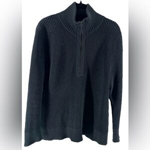 Patagonia Men's Waffle Knit 1/4 Zip Sweater Medium Blue Gray Organic Cotton